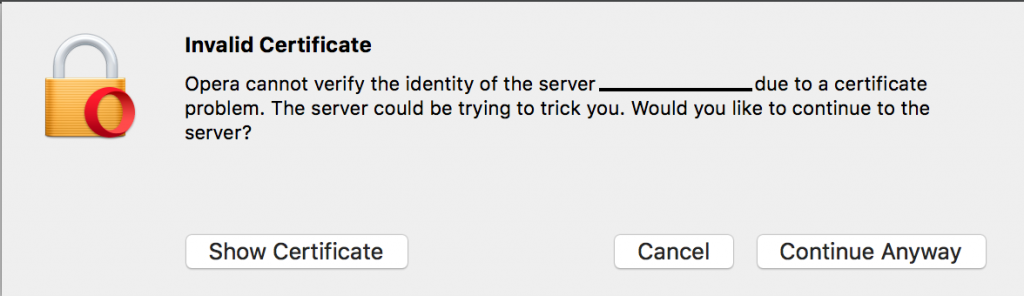 Opera中弹出的证书无效
