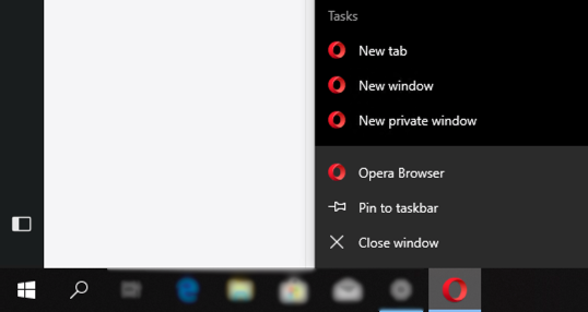 Pinning Opera to the Window's task bar