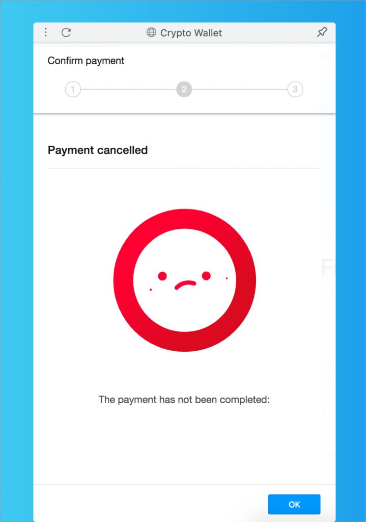 Crypto payent failed