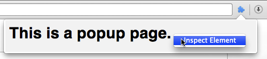 Inspecting an extension popup page