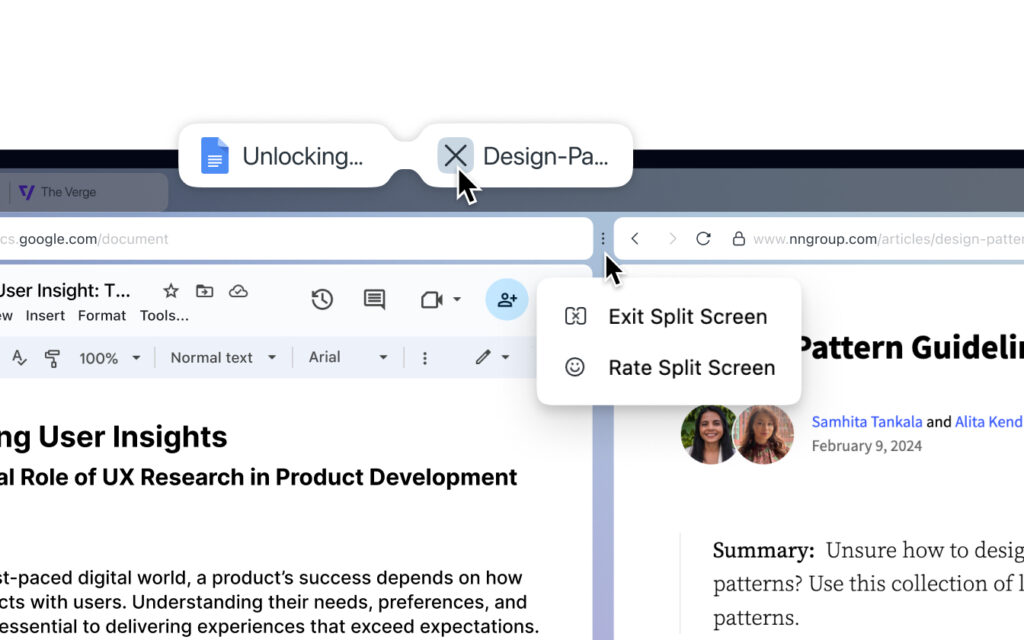 Click the three-dot icon in the Split Screen frame and choose Exit split screen.