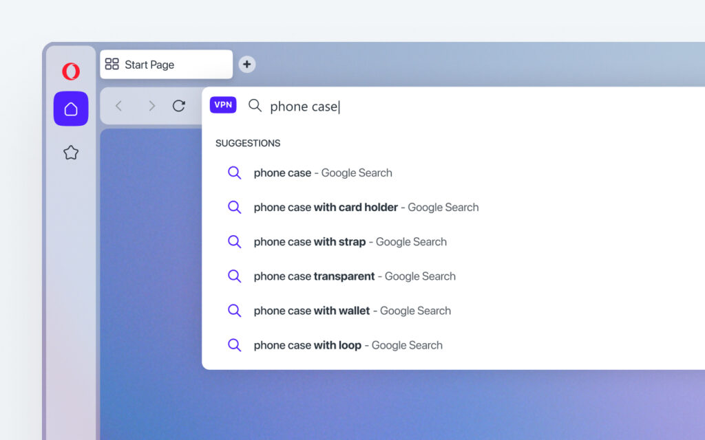 Predictions will appear in the search box as soon as you start typing.