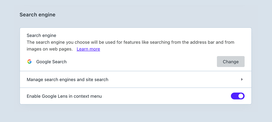 You can select your preferred default search engine in Settings.