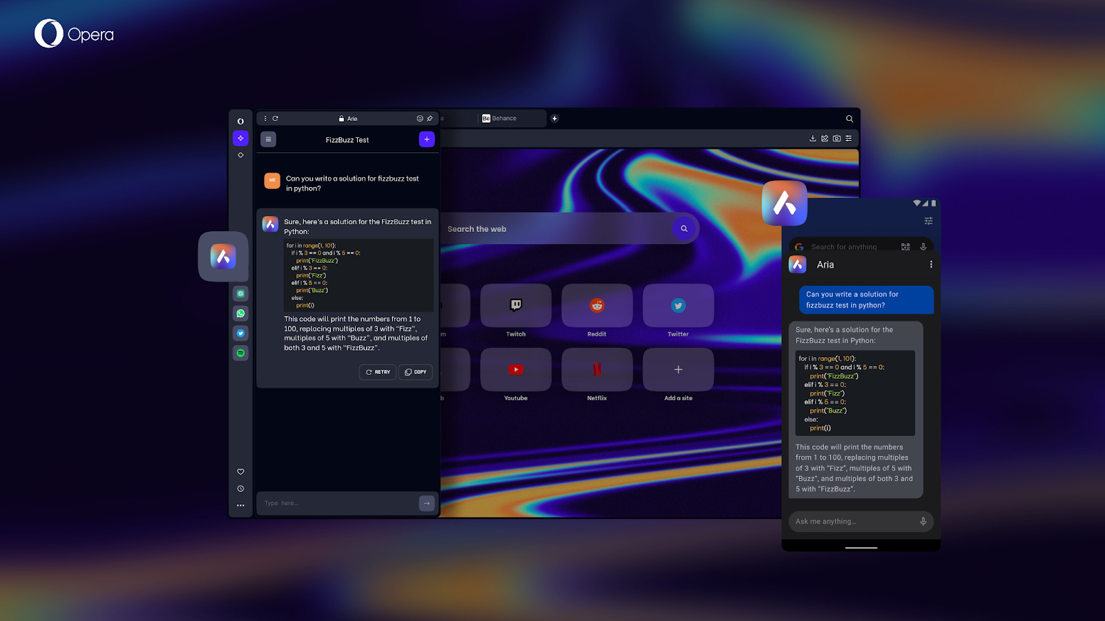 Opera unveils integrated browser AI: Aria - Opera Newsroom