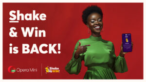 An Opera Mini user evinces the excitement of Shake and Win.