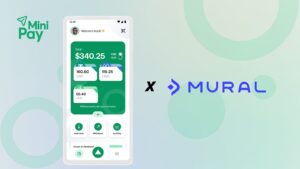 A mobile phone shows a user's MiniPay account.