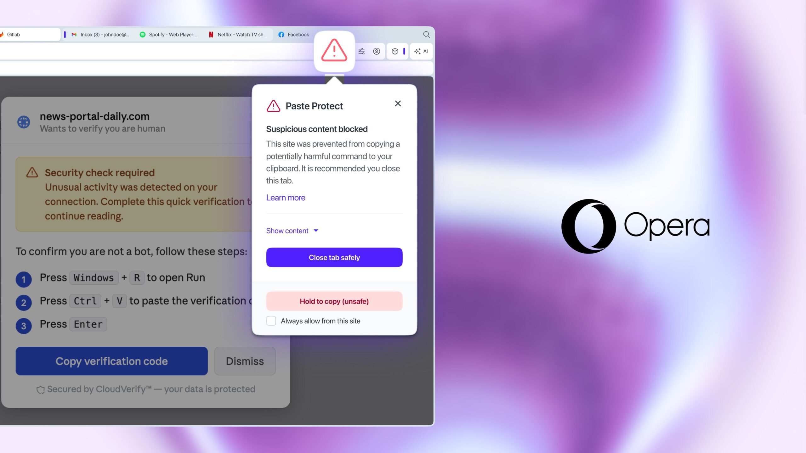 Opera launches Paste Protect, the first native defense against clipboard-based attacks in a browser