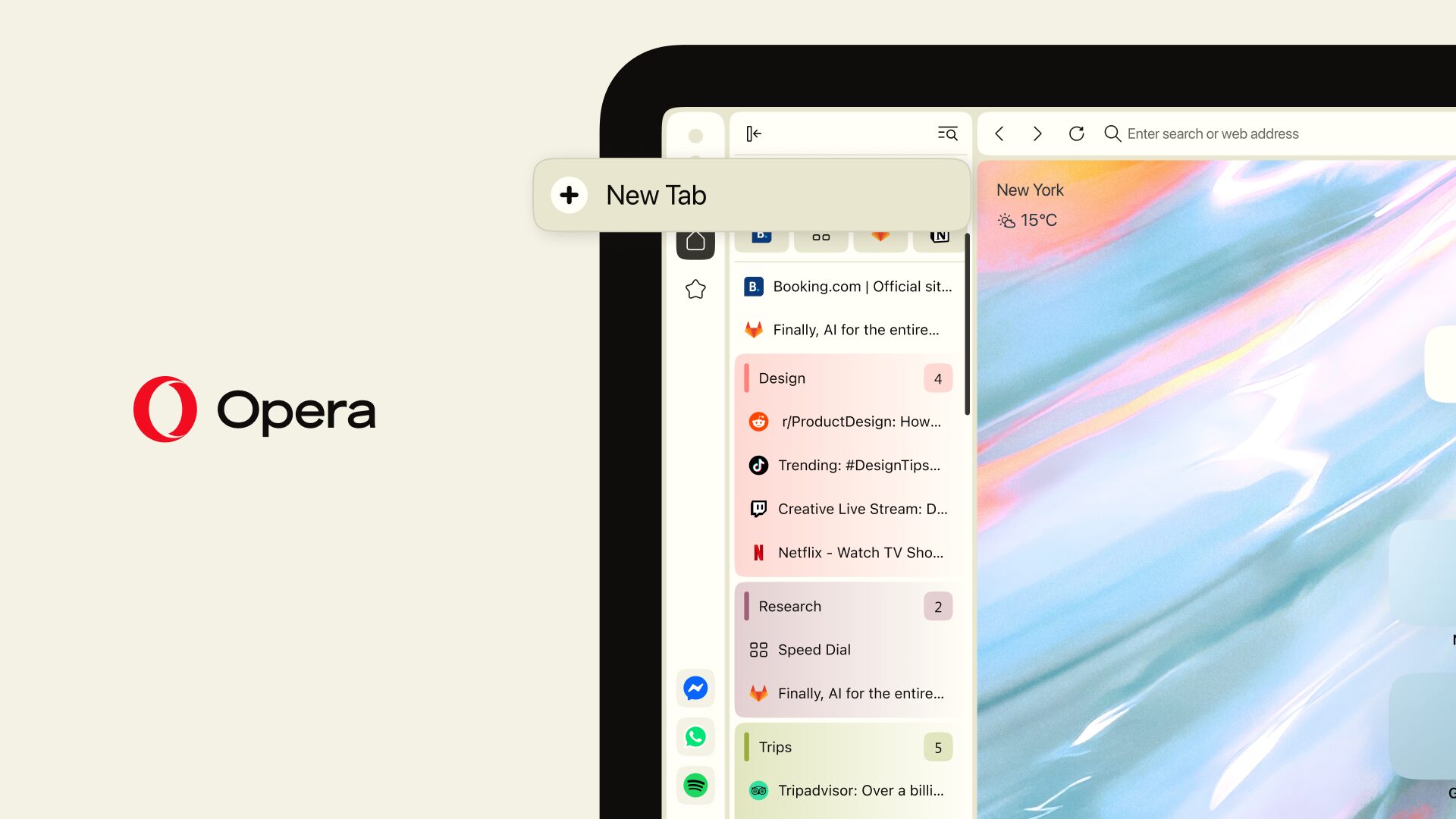 Opera is turning Vertical Tabs upside down less than two months after releasing the feature. The "New Tab" button is changing its position.